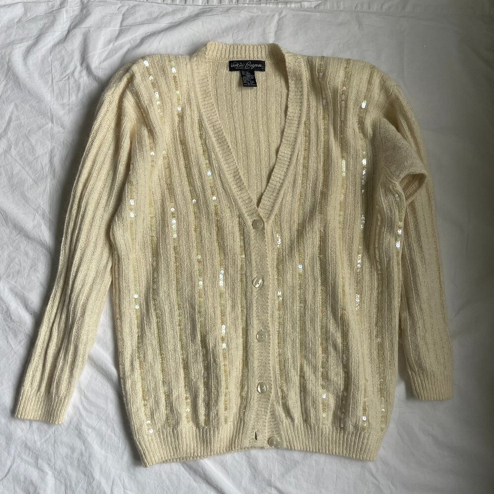Vintage Work in Progress by Gladys Bagley cardigan sweater, size L, angora
